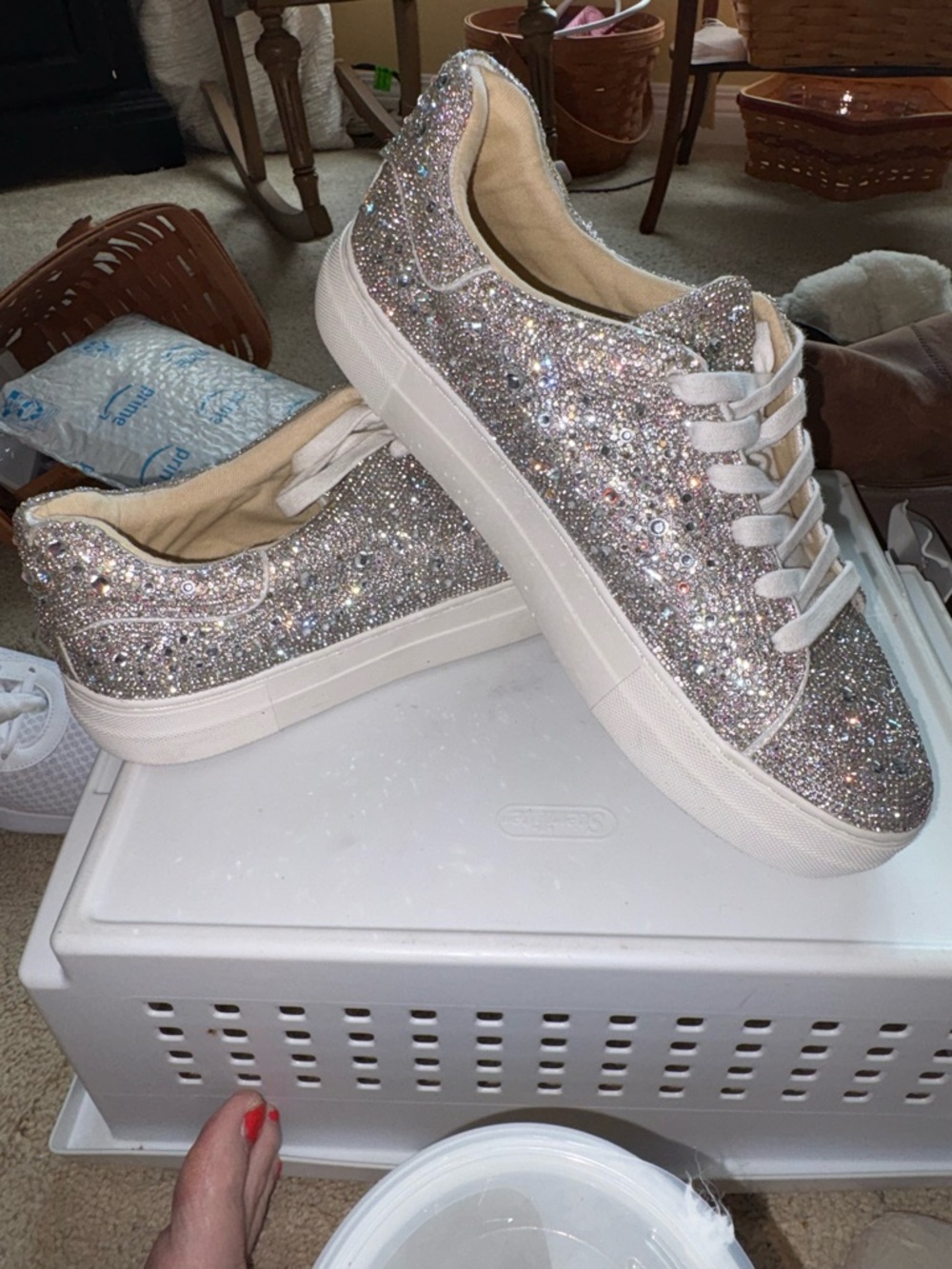 Betsey Johnson Silver Glitter Sequin Platform Sneakers size 11 new without tag